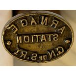 Great North of Scotland Railway ""ARNAGE STATION"" Desk Stamp - 3 1/2"" long.