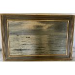 Joseph Henderson Scottish Painter Oil Painting of Seascape dated 1876 actual oil 29 1/2"" x 17 1/2""