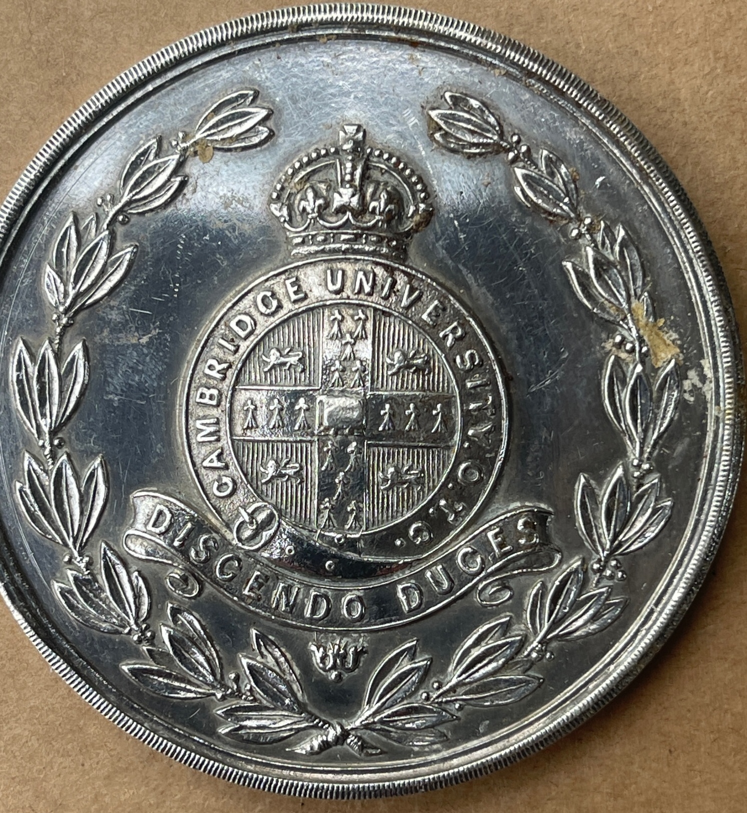 Cambridge University Chancellors Plate 1923 Medal vs Oxford - 50mm diameter. - Image 2 of 2
