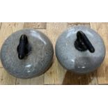 Pair of Antique Granite Curling Stones - 11"" diameter on the base.