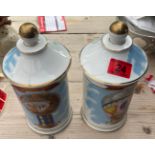 Pair of Vintage French Apothecary Jars 11"" tall with Montgolfier Balloon Scenes.