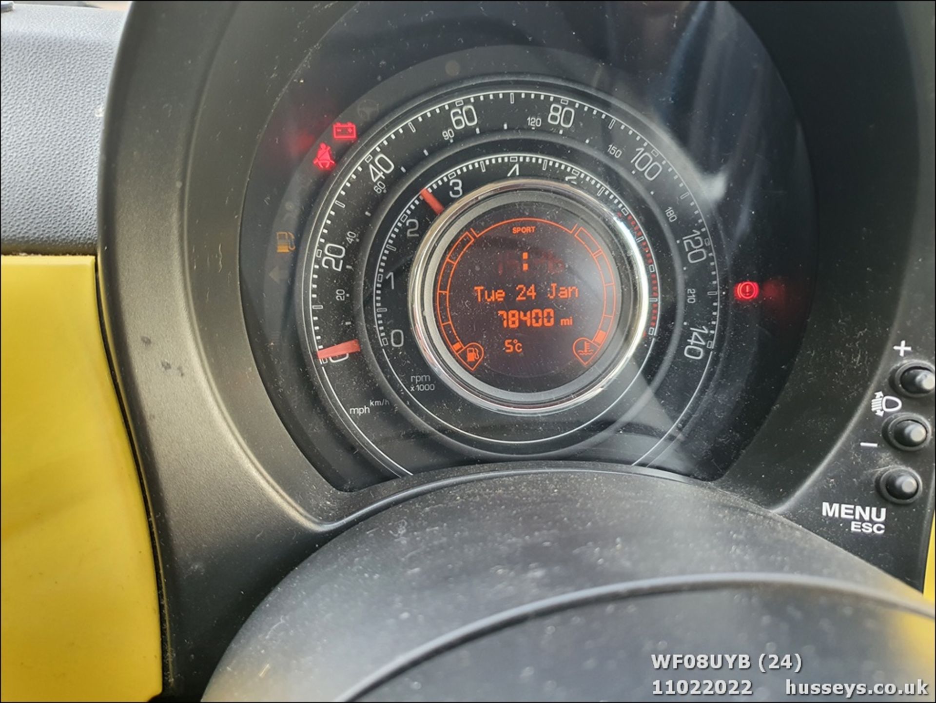 08/08 FIAT 500 SPORT RHD - 1368cc 3dr Hatchback (Yellow) - Image 24 of 26