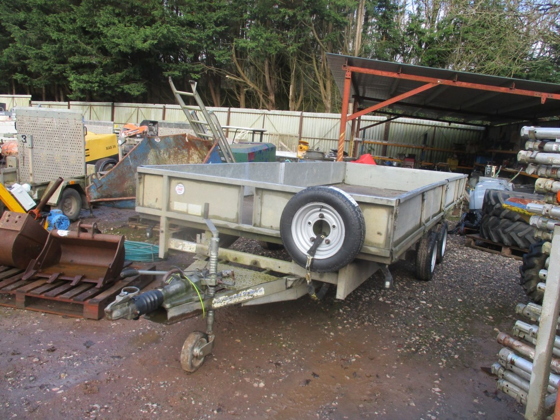 16FT IFOR WILLIAMS TWIN AXLE DROPSIDE TRAILER C/W LIGHTWEIGHT RAMPS