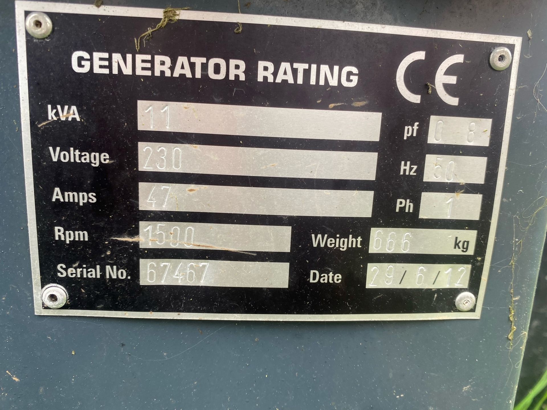 11 KVA GENERATOR LOMARDINI ENGINE. OFFSITE - Image 10 of 12