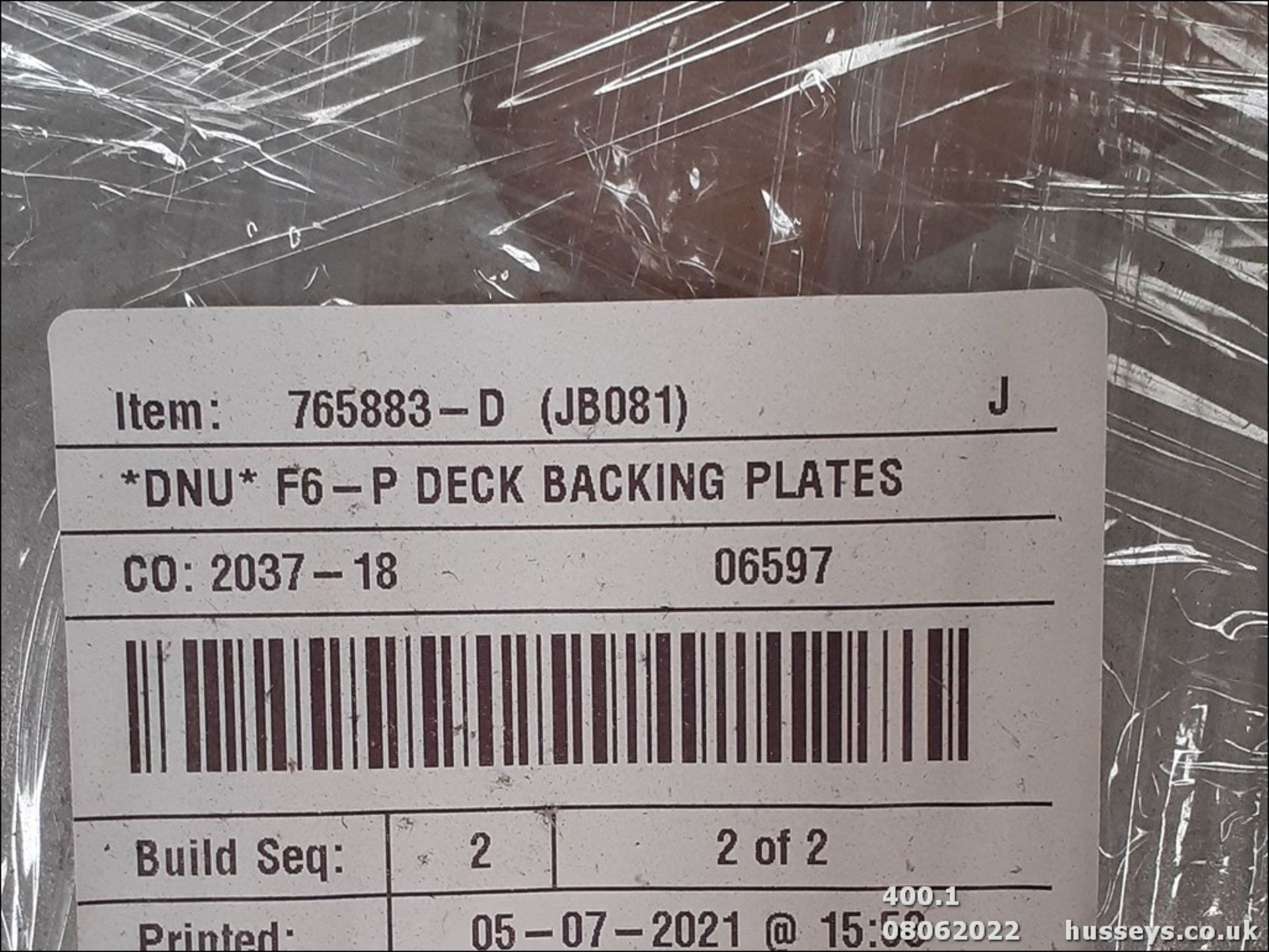 F6 - P DECK BACKING PLATES (Qnty: 1) - Image 2 of 3