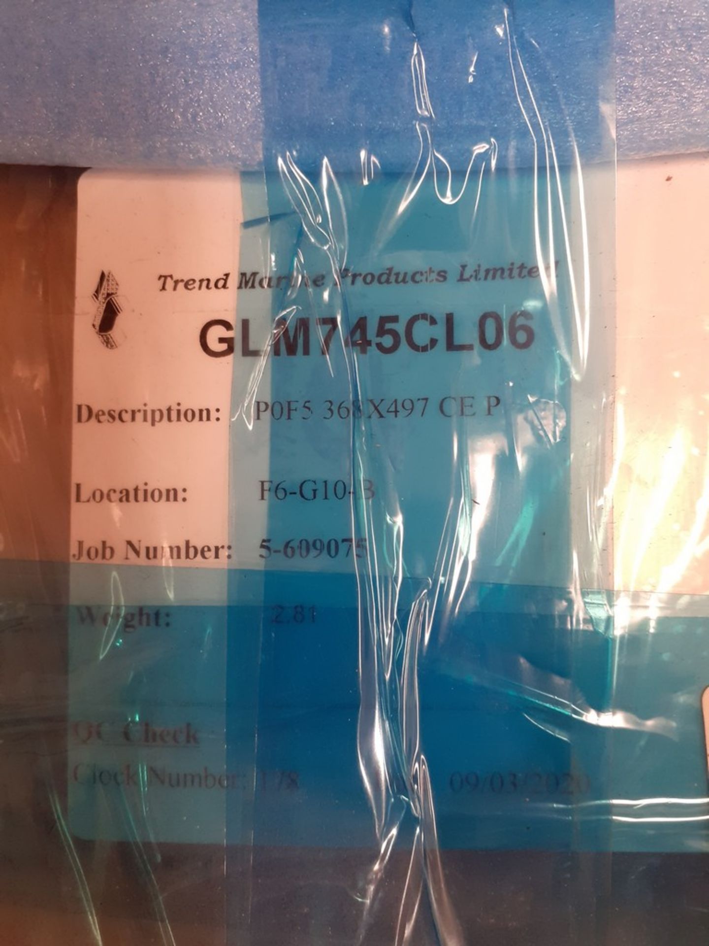 GLASS F5 HELM CONSOLE CHART LID POF5 368X497 CE P 37 x 50 Trend Marine (Qnty: 1) - Image 2 of 2