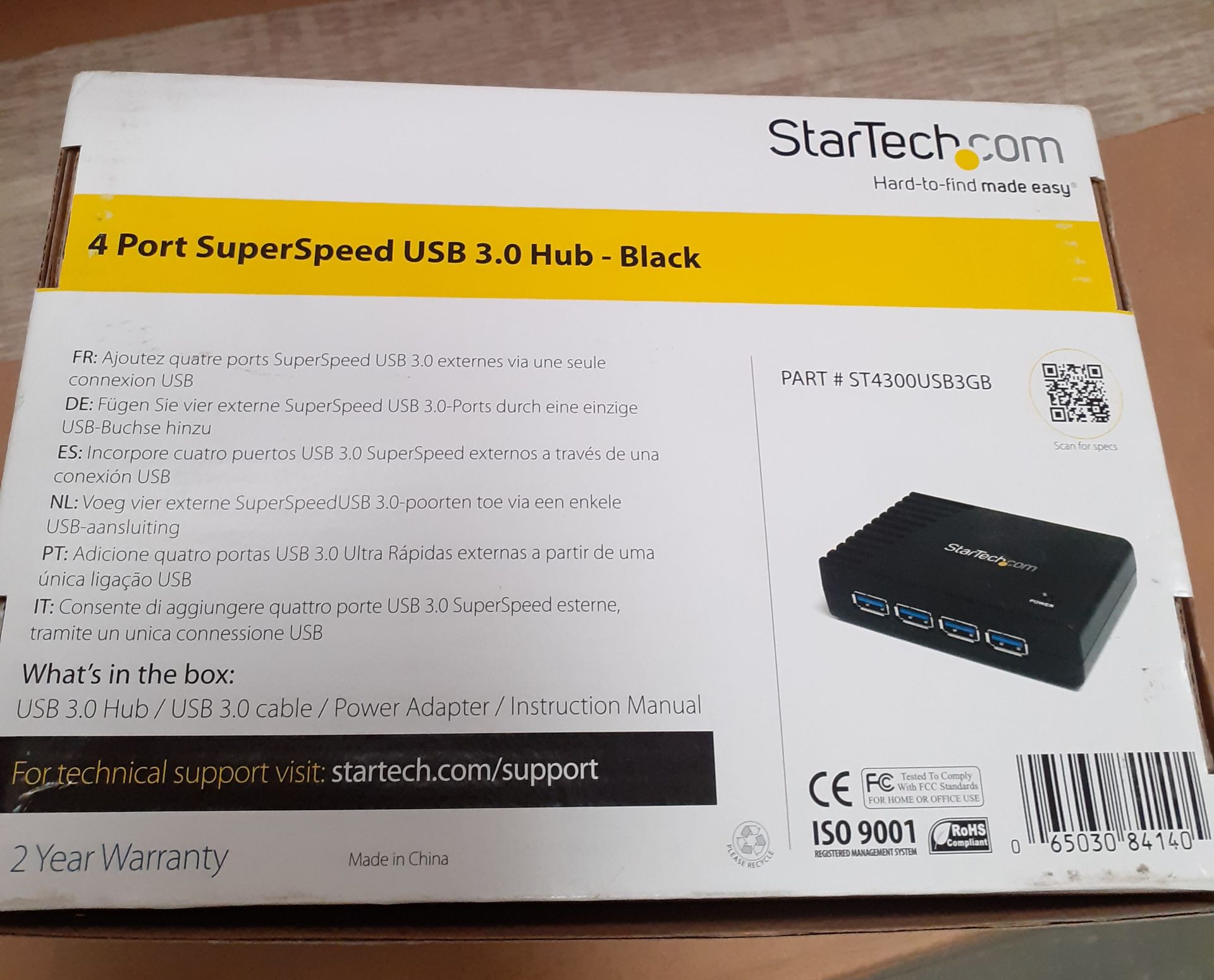 USB Hub 4 Port Startech.com - ST4300USB3GB Black (Qnty: 1) - Image 2 of 4