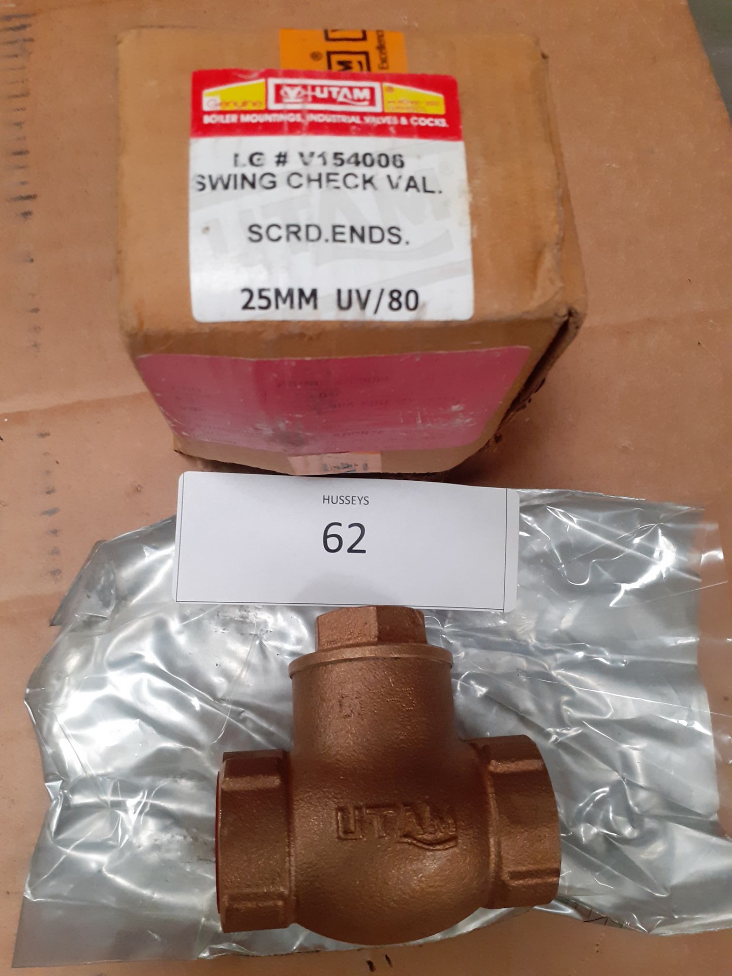 Swing check valve - bronze 1" BSP 25mm UV/80 LG# V154006 UTAM (Qnty: 1)