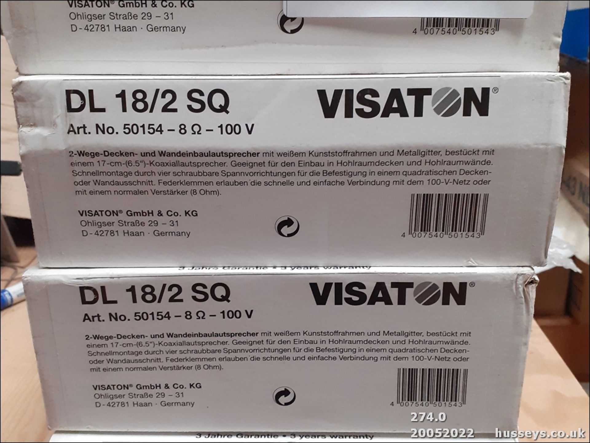 Visaton DL 18/2 SQ Art no. 50154 - 8 - 100V Transformer matching (Qnty: 2)