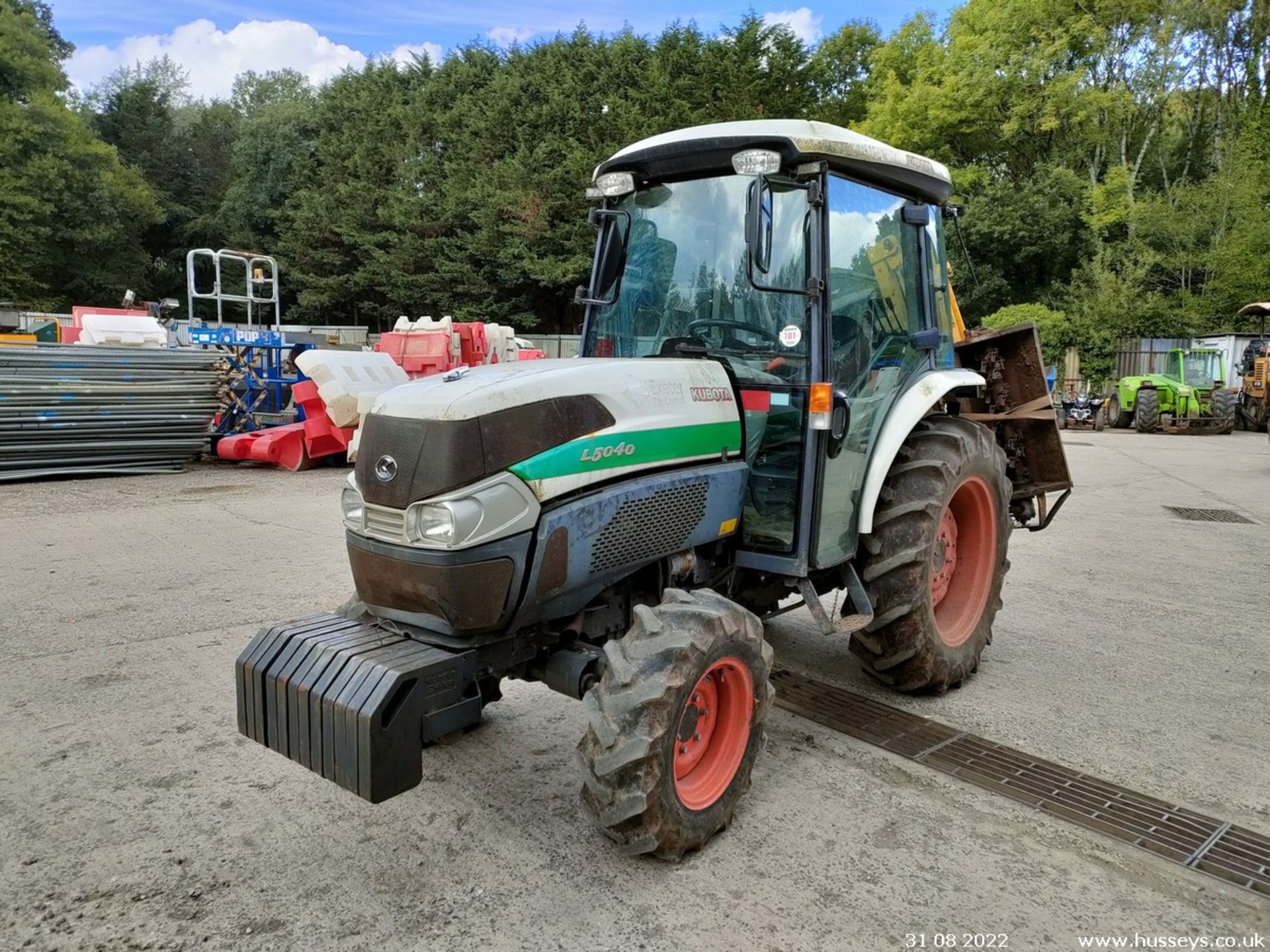 KUBOTA L5040 TRACTOR WA14 AEX SHOWING 640HRS C.W FRONT WEIGHTS & KEY C.W TWOSE FLAIL HEDGE TRIMMER