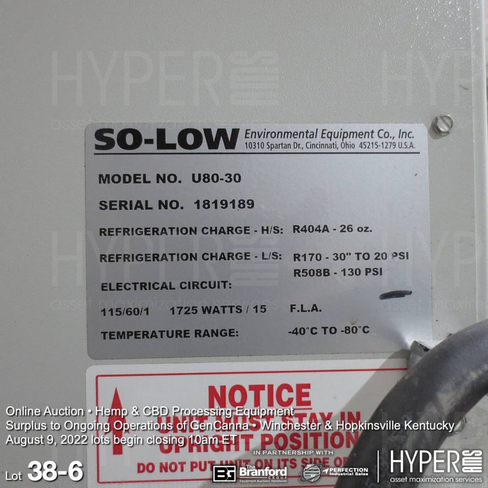 SO Low U80-30 ultra-low freezer - Image 6 of 6