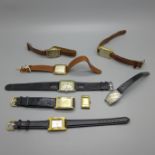 An Art Deco Bulova wristwatch, Zenith Cosmopolitan wristwatch, a lady's Omega wristwatch head, other