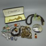 Designer jewellery including Stella Bartlett, Sara Coventry, Pierre Cardin, a Lalique aftershave