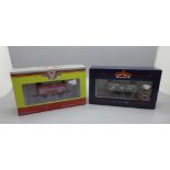 Two OO gauge railway carriages, Bachmann and Oxford Rail, boxed