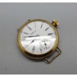 A gentleman's 9ct gold Waltham officer's watch head