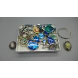 A collection of jewellery including abalone, cameo, etc.