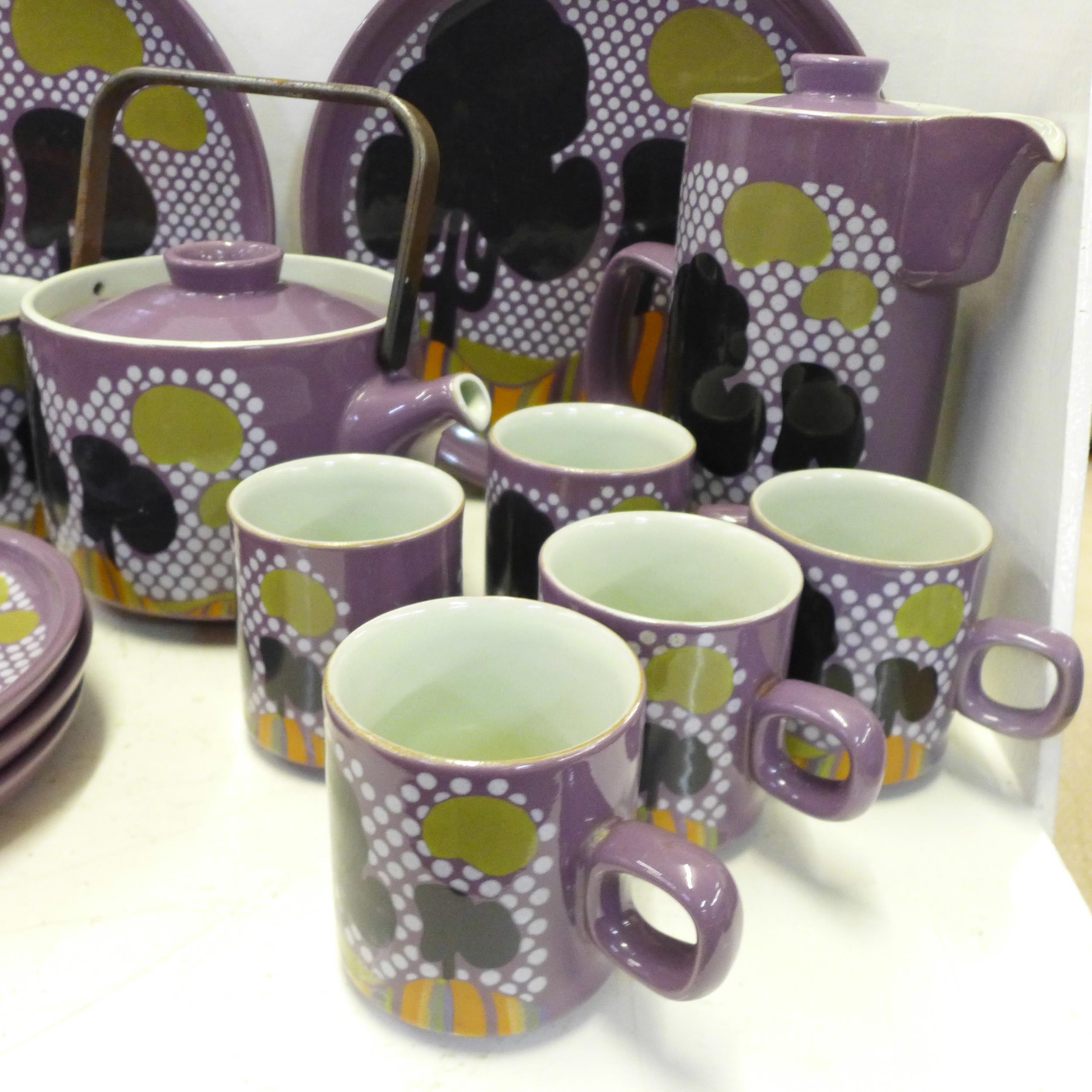 A collection of 1970s Denby Pottery Trees pattern breakfast ware designed by Diana Woodcock- - Image 3 of 4