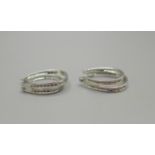 A pair of 9ct white gold and diamond double loop earrings, 4.9g