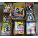 Vintage music magazines from 1970's to early 2000's including Record Collector, Mojo, Q Magazine,