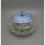 A silver and enamel top powder bowl