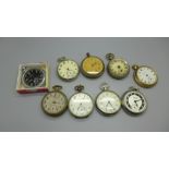 Nine pocket watches, a/f