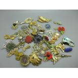 Forty-five costume brooches