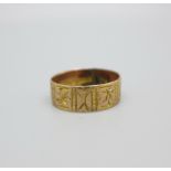 A Victorian 9ct gold ring, Birmingham 1897, 2.3g, R