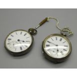 Two silver cased pocket watches