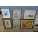 Doreen Rudd, still life, acrylic, framed and four others