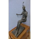 A large Surrealist bronze figure of a cellist