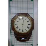 A Regency mahogany and brass inlaid fusee movement drop dial wall clock