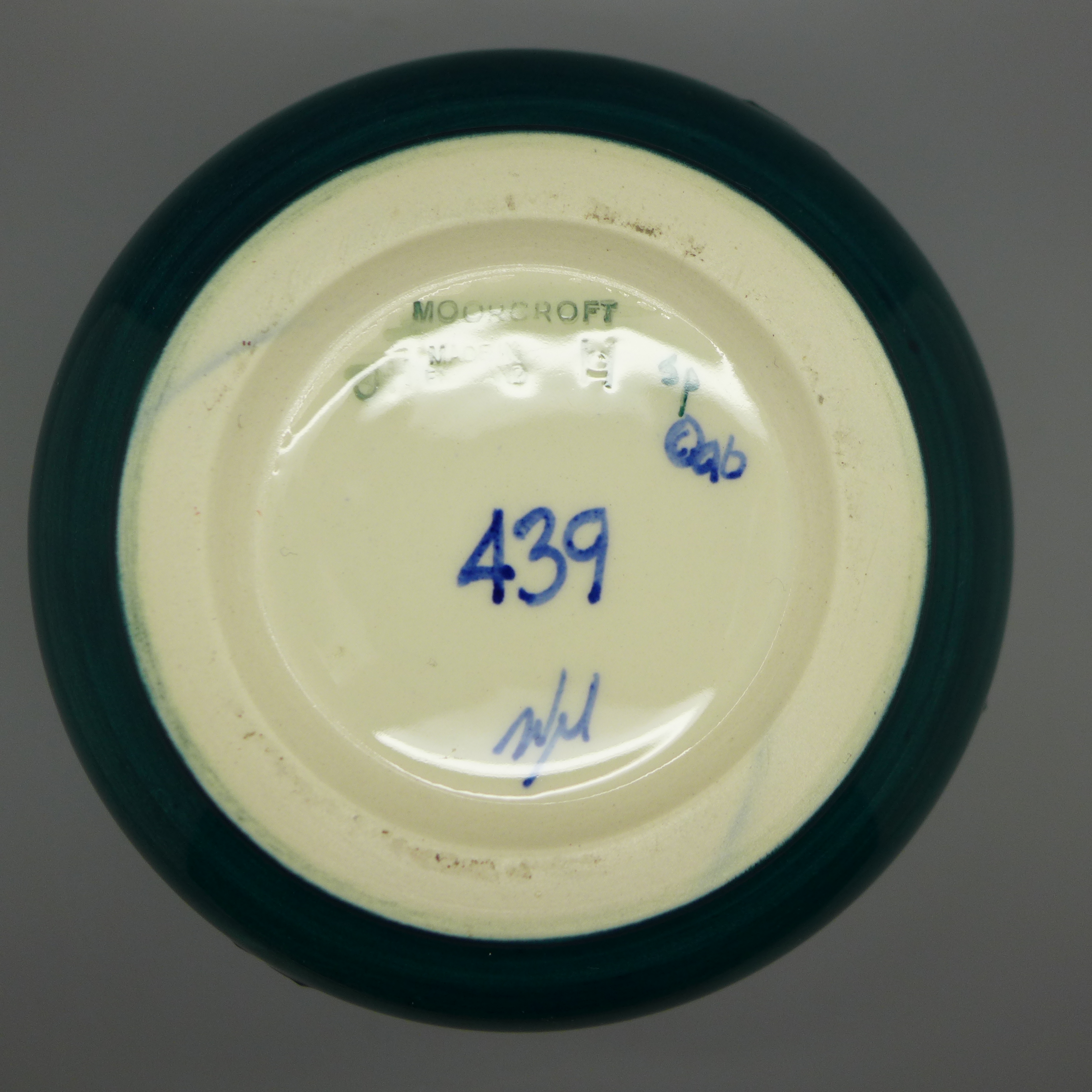 A Moorcroft squat vase, signed, 439 mark to base, 11cm - Image 2 of 2