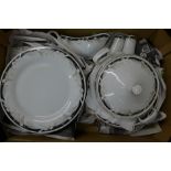 A collection of Crown Ming dinner ware and tea ware, platter, 2 x 10 plates, two serving bowls,