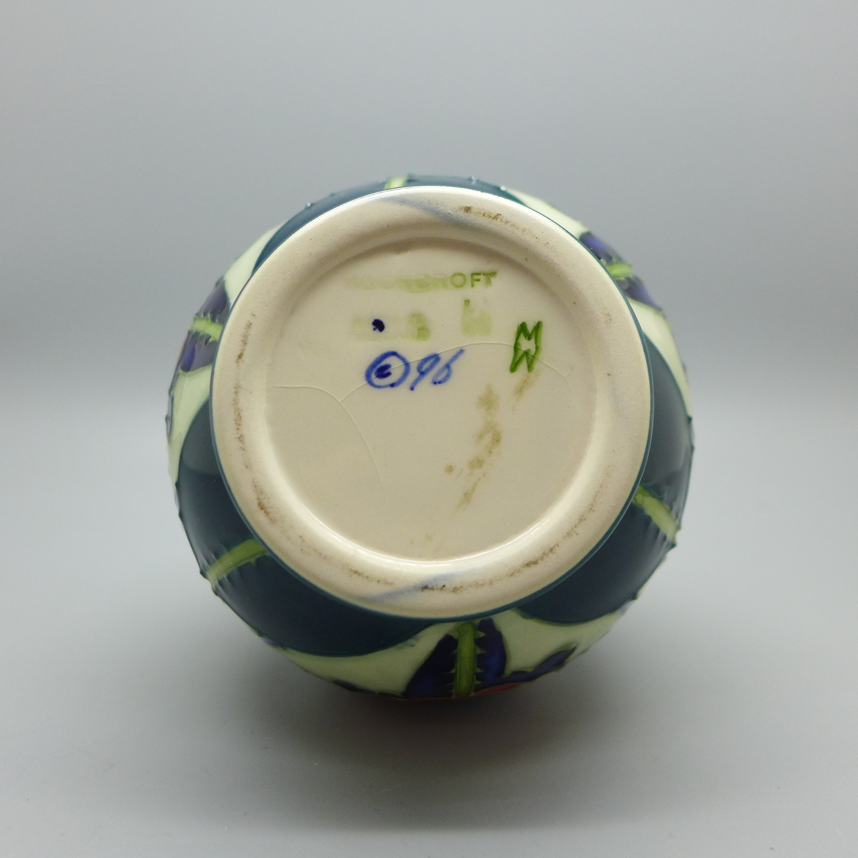 A Moorcroft vase, dated '96 to the base, 14cm - Image 2 of 2