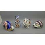 Four Royal Crown Derby Paperweights - Snail, decorated in the classic spiral design/shell pattern