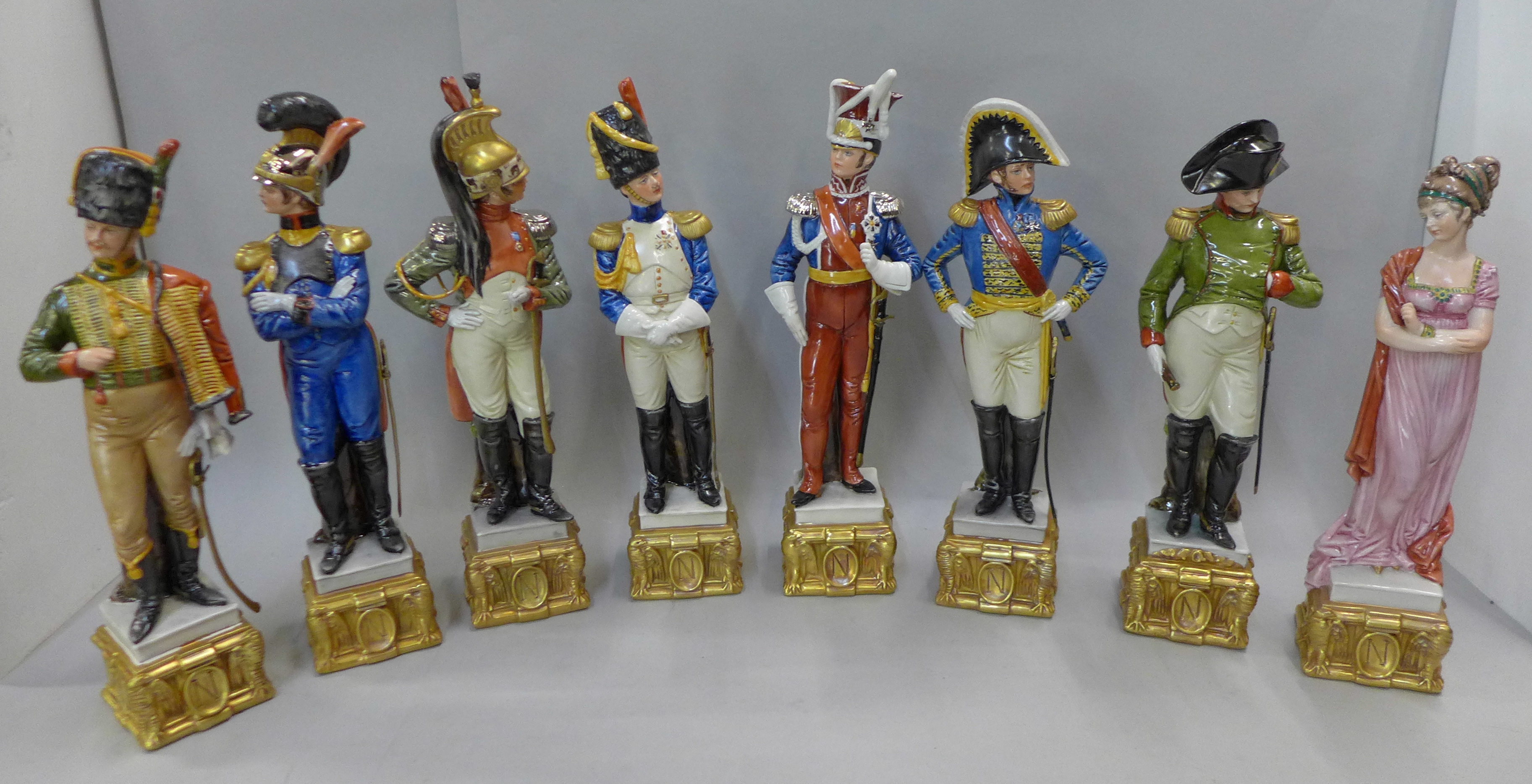 A set of eight Capodimonte Napoleonic military figures