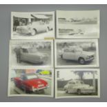 A collection of 1950's and 1960's black and white photographs of motor vehicles