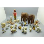 A collection of small figures including Wade Disney Hatbox and Whimsies