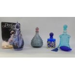 Five glass scent bottles including one Caithness with box