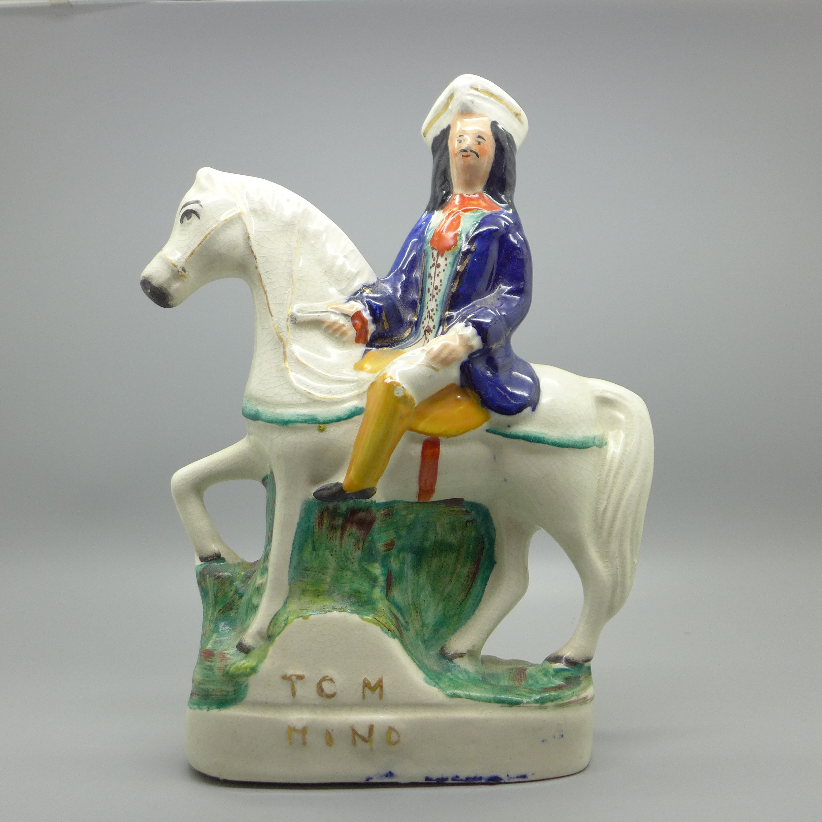 Two Staffordshire flatback figures, Dick Turpin and Tom Hind, 22.5cm