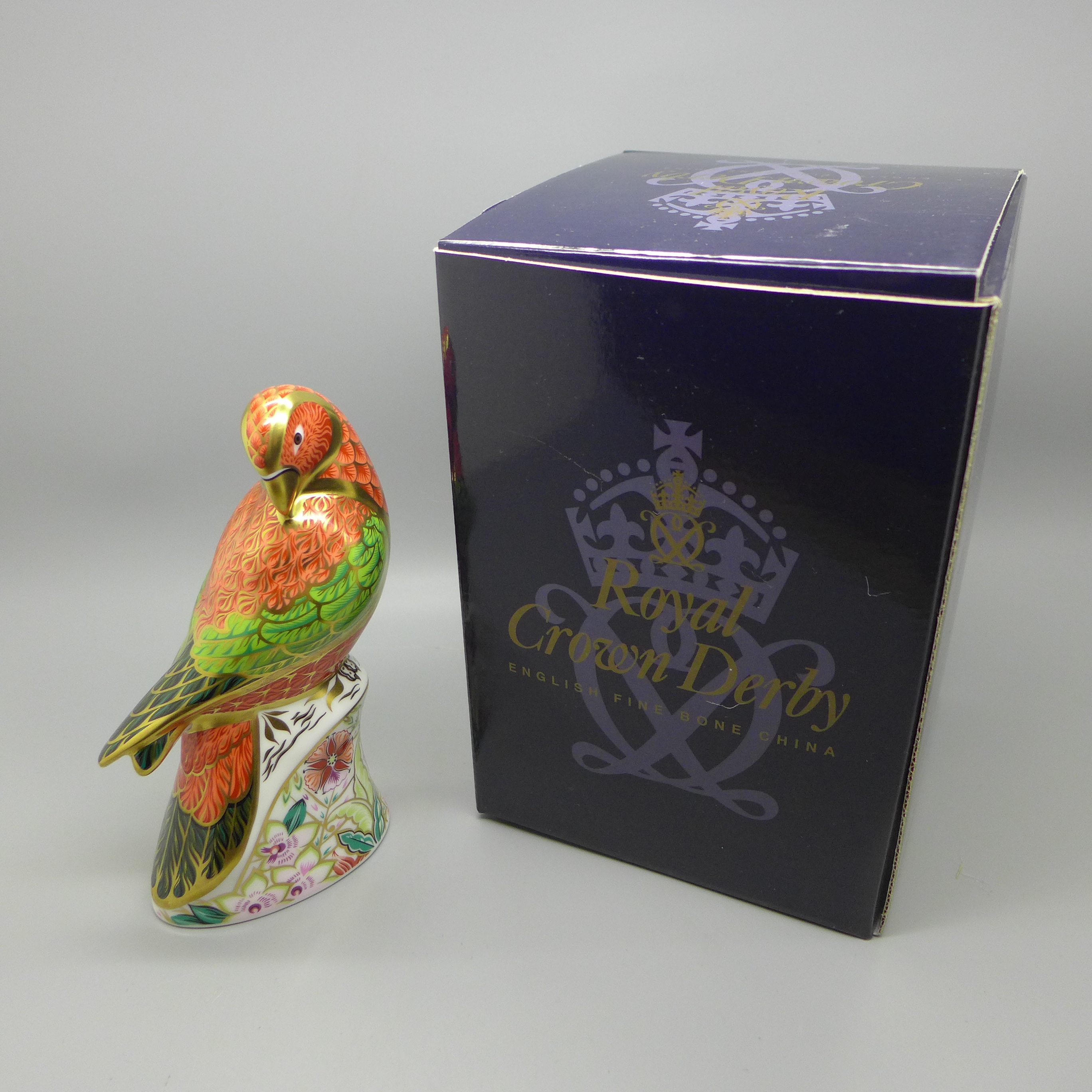 A Royal Crown Derby Bird Paperweight - Lorikeet, specially commissioned limited edition of 2500,