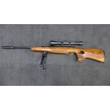 A .177 Air Arms side lever air rifle with walnut stock, also with a German Pecar Berlin 6x scope,