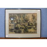 Edward Eaton Brannan (1886-1957), river landscape, watercolour, framed