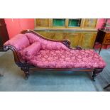 A Regency mahogany and fabric upholstered chaise longue