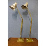 A pair of Herbert Terry & Sons metal anglepoise desk lamps