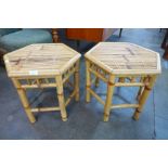 A pair of bamboo octagonal occasional tables