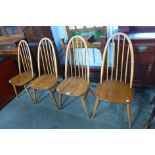 A set of four Ercol Blonde elm and beech Quaker chairs