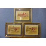 A set of three George Herbert Jalland humorous hunting scene prints, framed