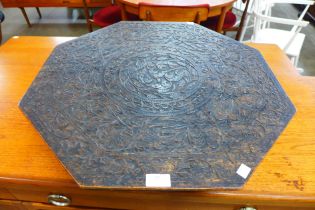 A late 19th/early 20th Century Anglo-Indian carved hardwood lazy Susan
