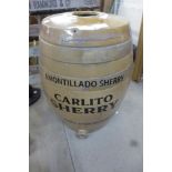 A large stoneware Carlito sherry barrel